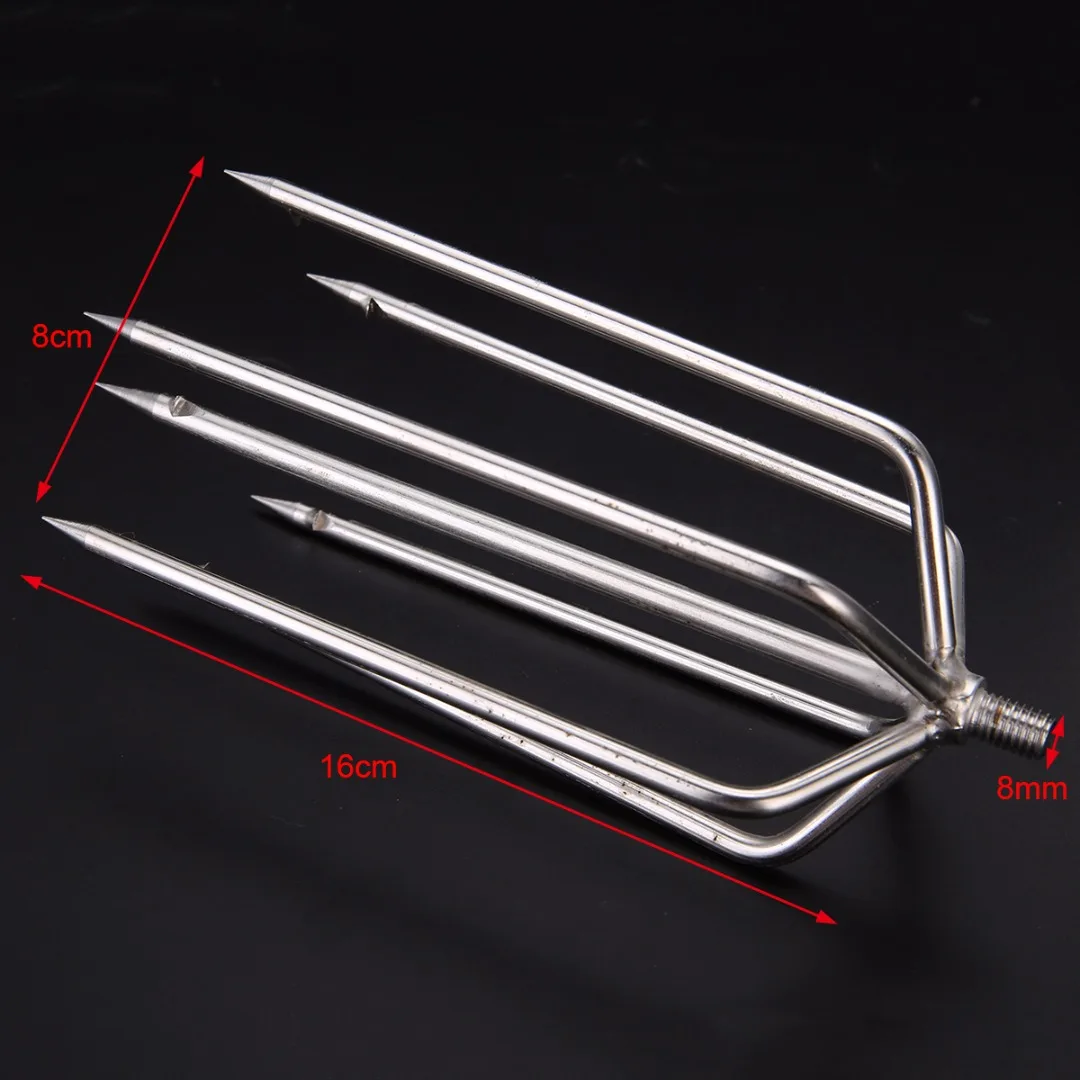 Stainless Steel 7 Prong Harpoon Fish Spear Fork Fishing Ice Breaker Silver Diving Spear Gun Gig Fork Fishing Tackle