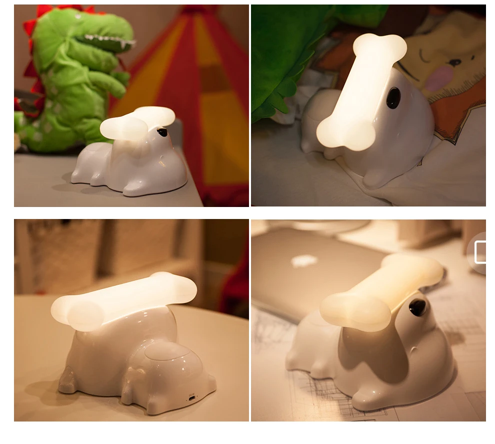 

Puppy bone night light USB charging LED bedside table lamp brightness adjustable timing touch sensing sound lamp