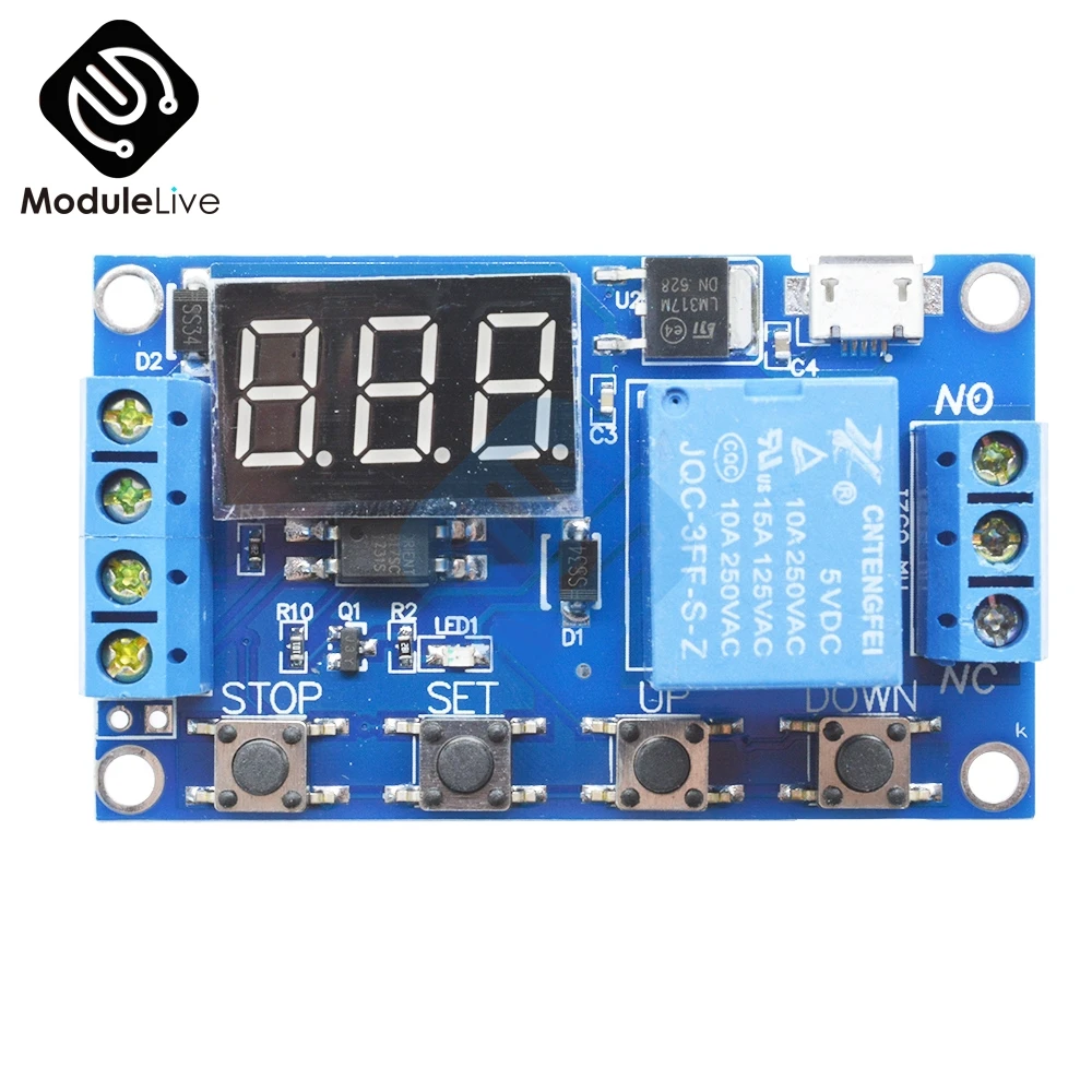 Micro USB 5V Digital LED Display Trigger Automation Delay Cycle Timer Control Switch Relay Module Board Controller