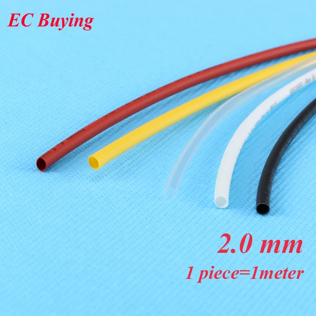 1m /pcs 2mm Heat Shrink Tubing Wire Wrap Heat-Shrink Tube 2:1 Thermo Jacket  Insulation Matierial Black White Yellow Clear Red - AliExpress