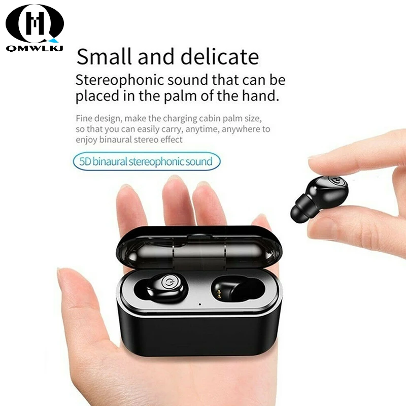 

TWS 5D Stereo Bluetooth Headset 5.0 Mini Twins Earbuds Wireless Charging Box 2200mAh Power Bank