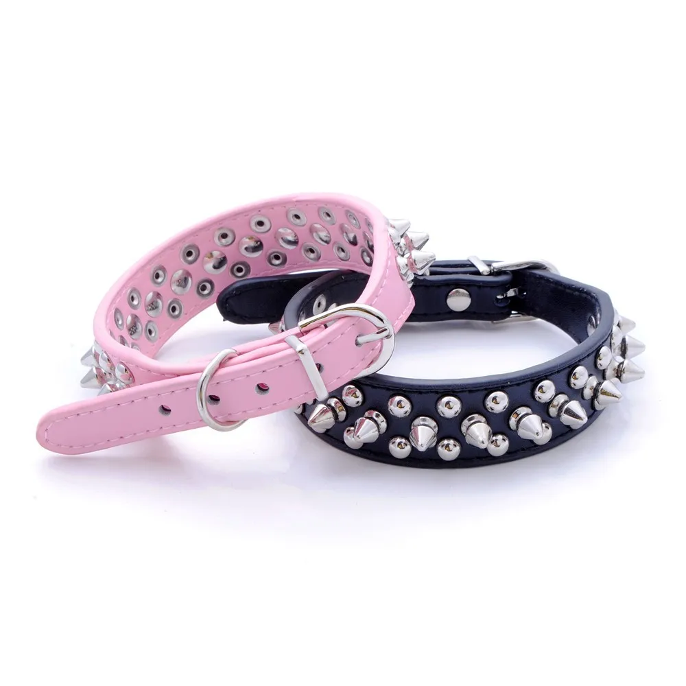 

Dog Collar Leather Adjustable Spiked Studded Rivet Dog Collars Round Spikes Durable Pet Accessories for Small/Medium/Larges Dogs