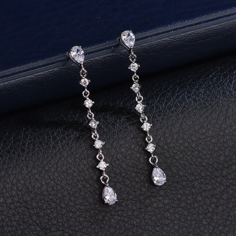 Роскошные модные женские длинные серьги с кисточками милые серьги-гвоздики для женщин Boho Двойные серьги с цирконием ювелирные изделия