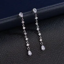 Роскошные модные женские длинные серьги с кисточками милые серьги-гвоздики для женщин Boho Двойные серьги с цирконием ювелирные изделия