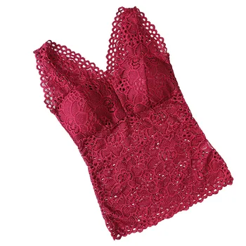 

Bra Women red White Sexy Bra Top Women Sexy Bra Top Solid Vest Lace Seamless Breathable Push Up Top Underwear #F