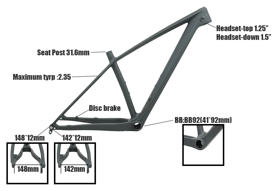 Perfect 2019 Chinese mtb frame 29er 142mm/148mm boost thru axle mountain bike frame 29 bicycle frame carbon max 2.35 tires Bicycle parts 6