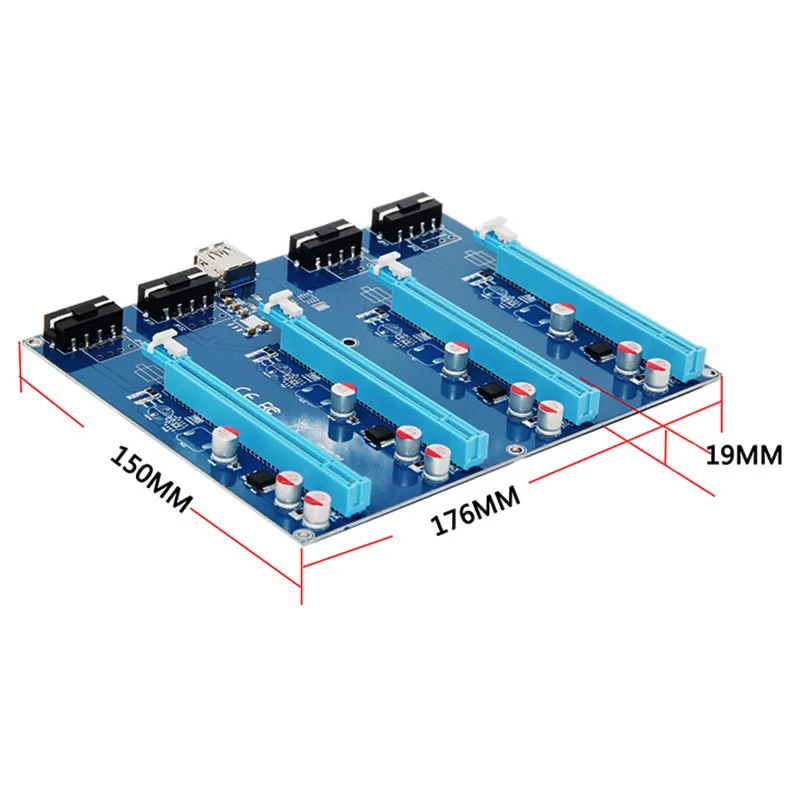 

PCI-E X1 TO 4PCI-E X16 Expansion Kit 1 to 4 Port PCI Express Switch Multiplier HUB Riser Card for BTC Miner OD889