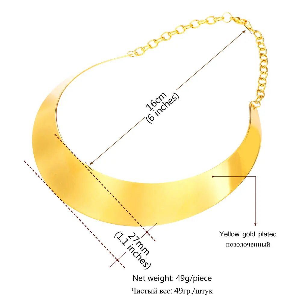 U7 Позолоченный Чокер На Шею Ожерелье Женские из Нержавеющей Стали Африканский Коренастый Воротник Ювелирные Изделия N556