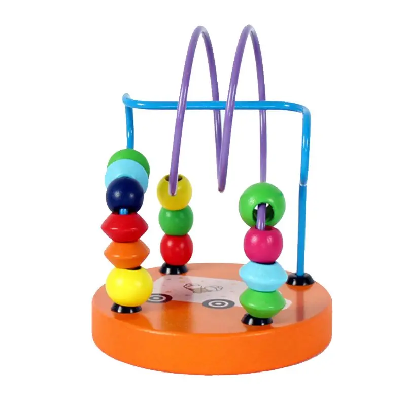 Детская обучающая игрушка деревянные бусины роликовая игрушка-лабиринт на подставке игра яркие цвета дети руки глаза обучение подарок - Цвет: B