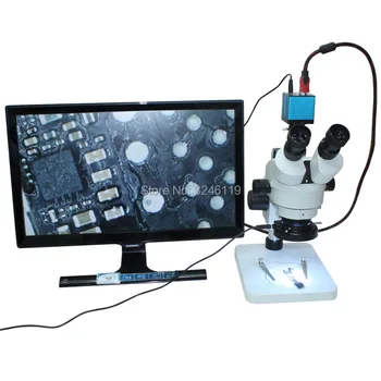 

Continuous Zoom Binocular Visual 7X-45X Trinocular Stereo Microscope With 14MP 1080P HDMI USB Camera PCB Board Testing