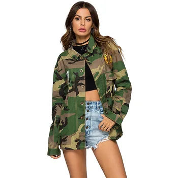 

Army Jacket Women 2019 New Arrival Female Army Green Printed Camouflage Jacket Chaquetas Mujer Fall Jackets For Women Coat Wq913