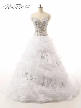 

Vestido de Novia Ball Gown Wedding Dresses 2017 Elegant V-Neck Sleeveless Lace Up Back Beaded Illusion Vintage Bridal Gown