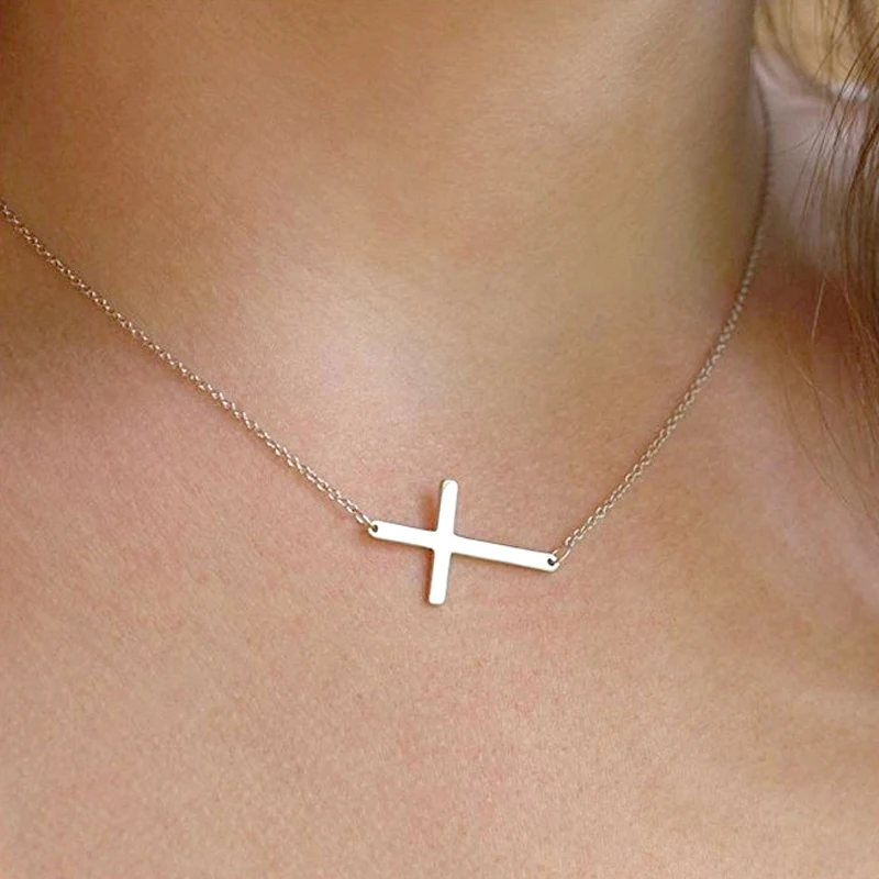 

ZPAMS Stainless Steel Choker Silver/gold/rose Gold Colors Cross Choker Necklace The Chain Chokers Necklace for Womem Wholesale