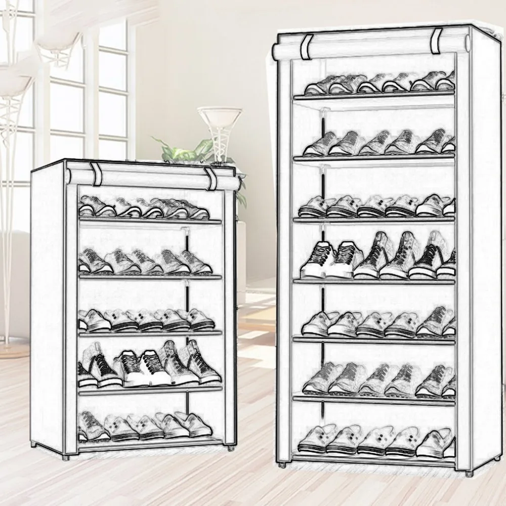 خزانة أحذية حذاء بسيط رف مع غطاء متعددة الوظائف أحذية التخزين المنظم سعة كبيرة المنزل الأثاث