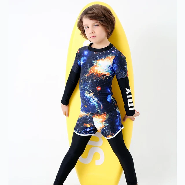 Boy Swimwear Two Piece Swimsuit Boys Long Sleeves Swimming Wear For