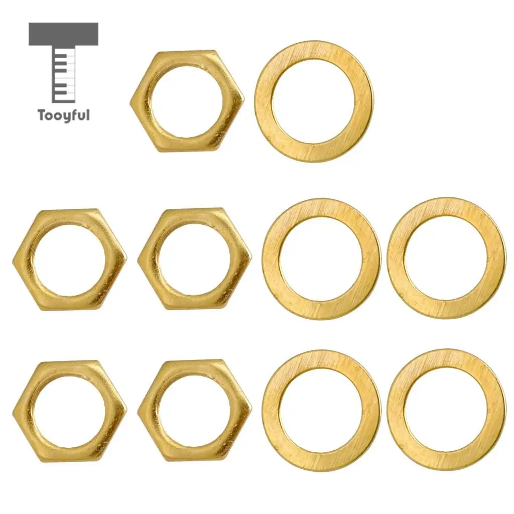 Tooyful 5 Pieces Iron Jack Socket Connector Nuts with Washers Set for Electric Guitar Bass Parts 9mm