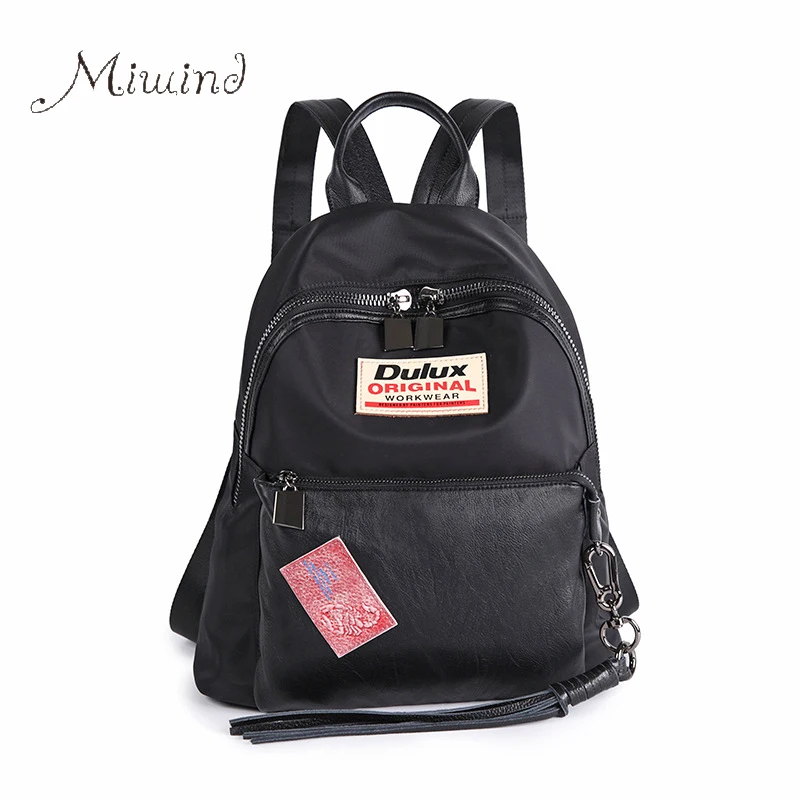 High quality waterproof oxford with black backpack women men tassel embroidery rucksacks school bag mochila girl