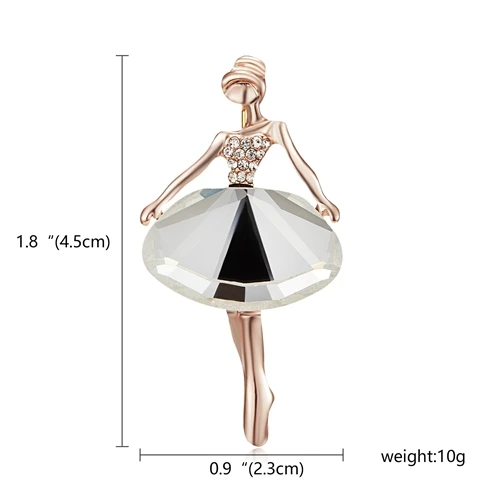 RINHOO Gymnastics Girl Flower Dancer Crystal Brooches for Women Cute Pin Bijouterie High Quality Corsage Fashion Wedding Jewelry skirt