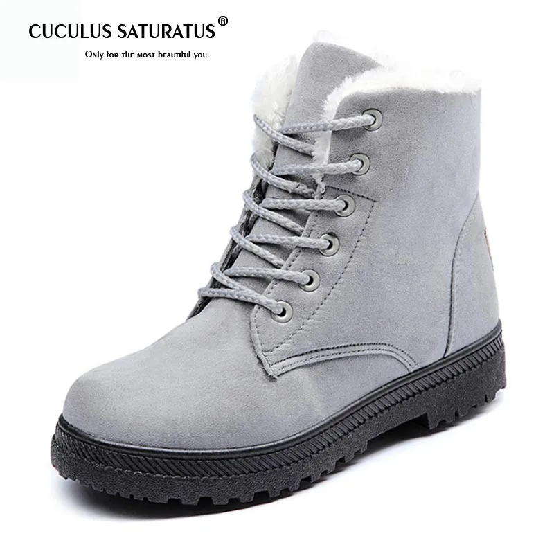 

Cuculus Women Snow Boots Winter Women Shoes Botas Mujer Ankle Snow Boots Female Warm Fur Plush Insole Solid Platform Slip 1448
