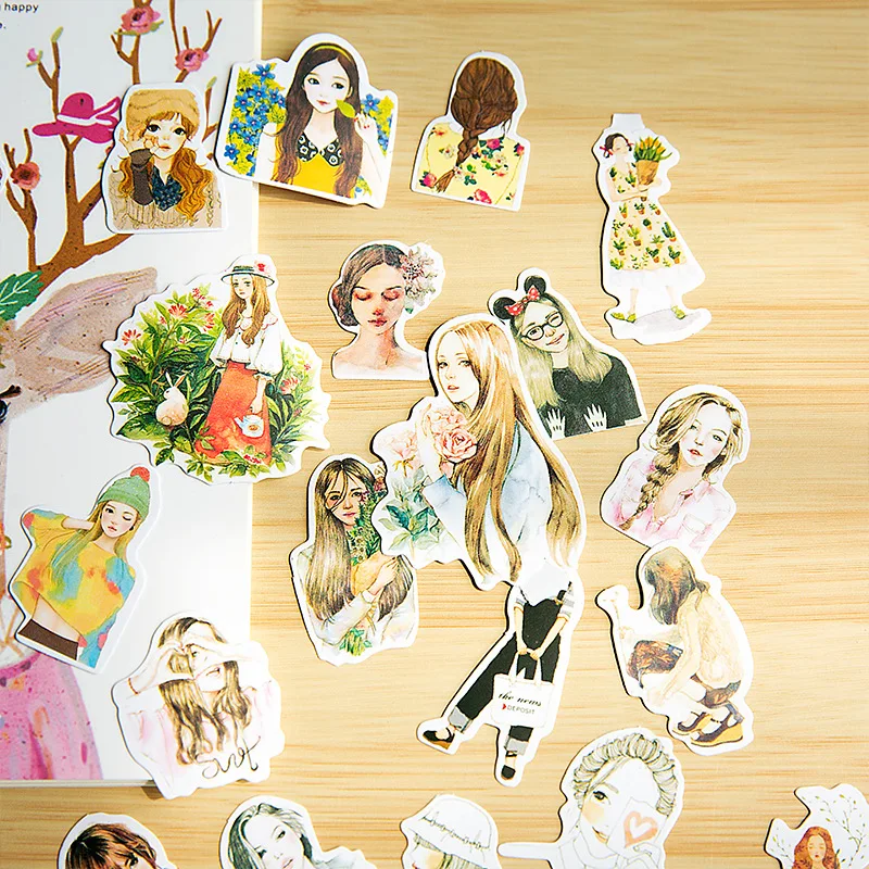 

20-40pcs fashion stickers Girl forest cat house coffee cup sticker lot black white smile random emoji cool mixed stickers laptop