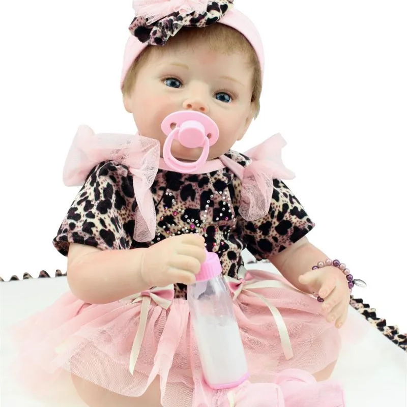 Free Shipping Silicone Lifelike Baby Girl Doll 22 Inches NPK