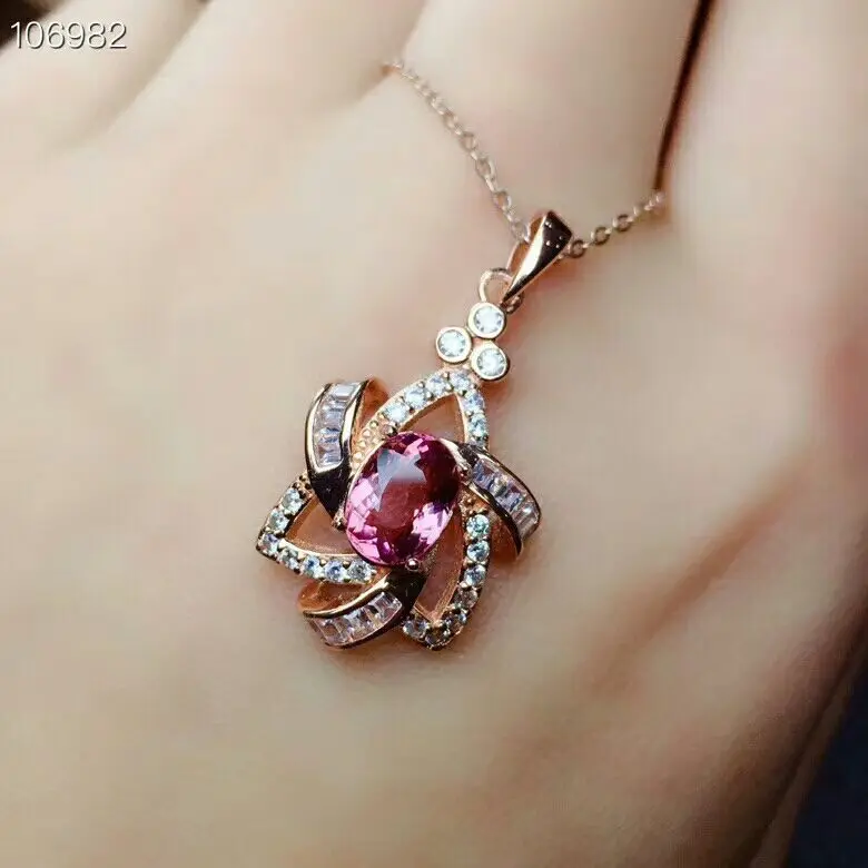 

[MeiBaPJ]Wonderful Multicolor Big Tourmaline Pendant Necklace with Certificate 925 Pure Silver Fine Charm Jewelry for Women
