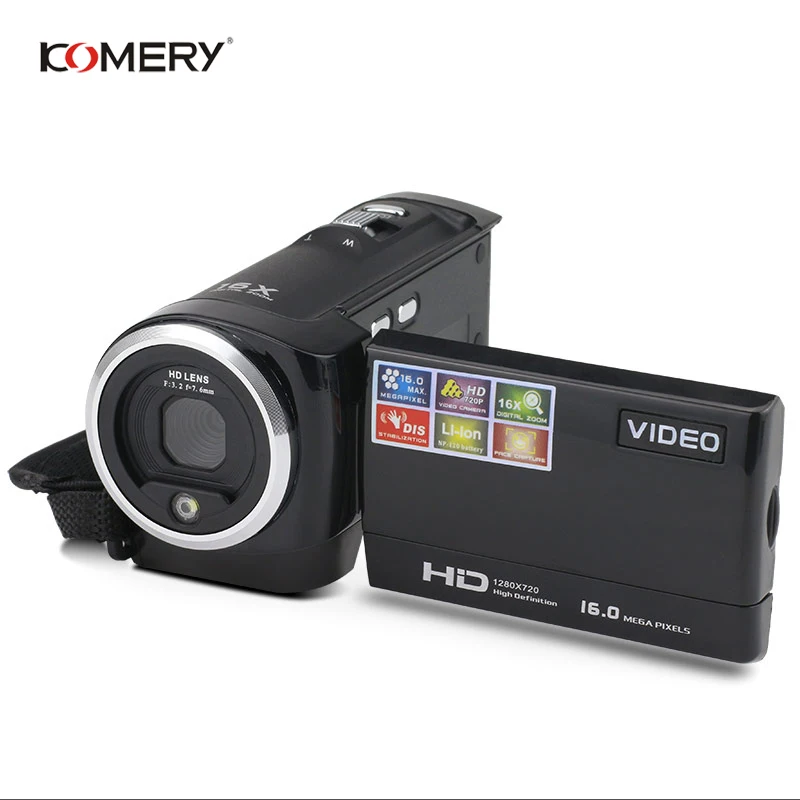 

KOMERY HD Video Camera 2.7 Inch LCD screen 16x Zoom Digital Anti-shake Mini Camcorder camara fotografica digital professional