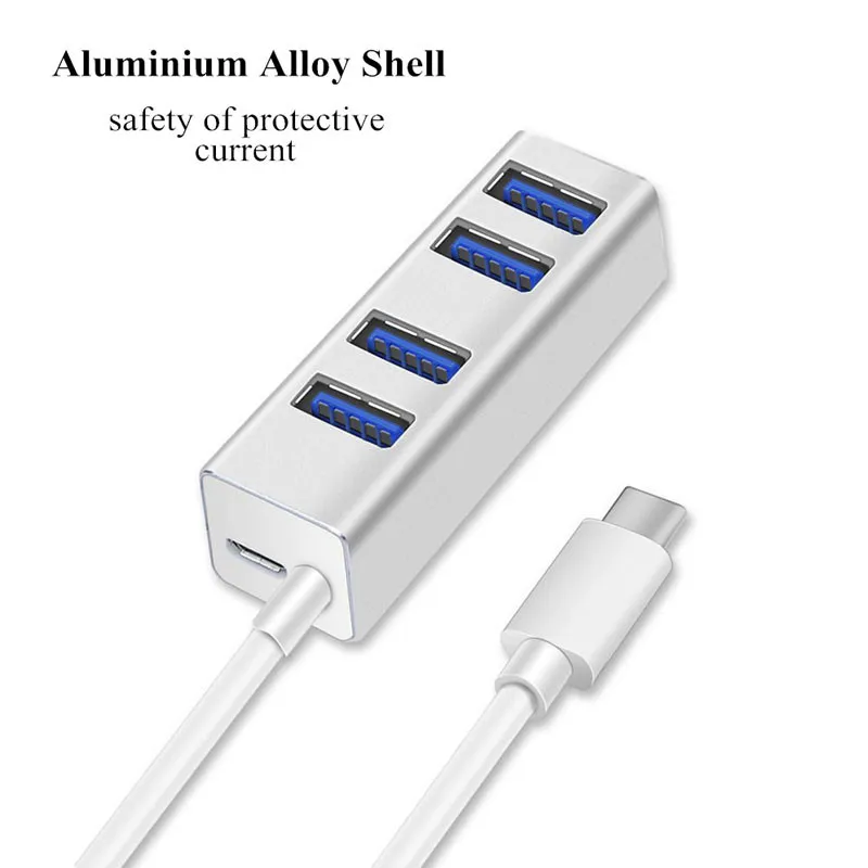 BinFul USB C HUB 4 Port USB 3 0 HUB with Micro USB Power Port Type 5