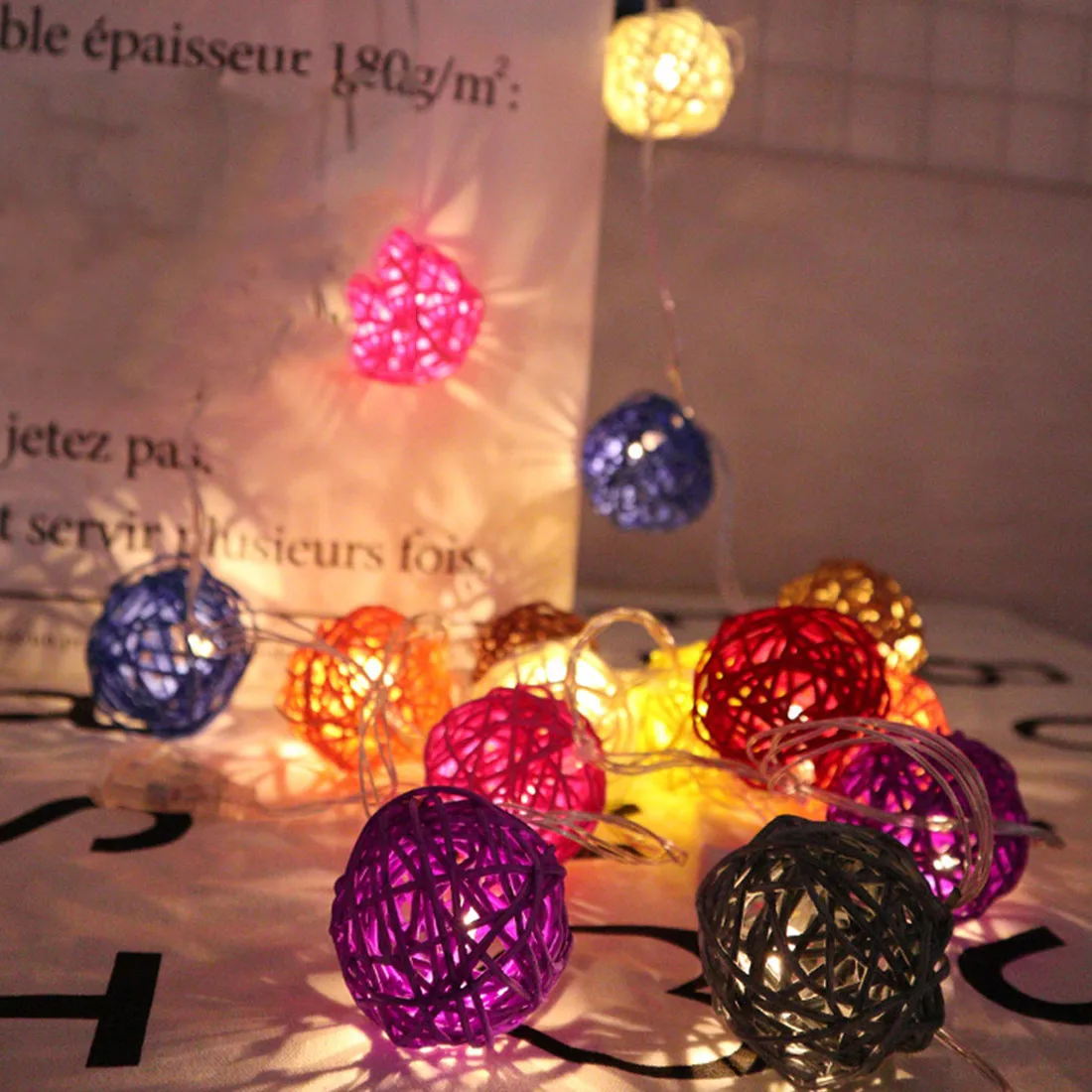 

Rattan Ball 3M LED String Light Warm White Fairy Light Holiday Light For Party Wedding Decoration Christmas Lights Garland