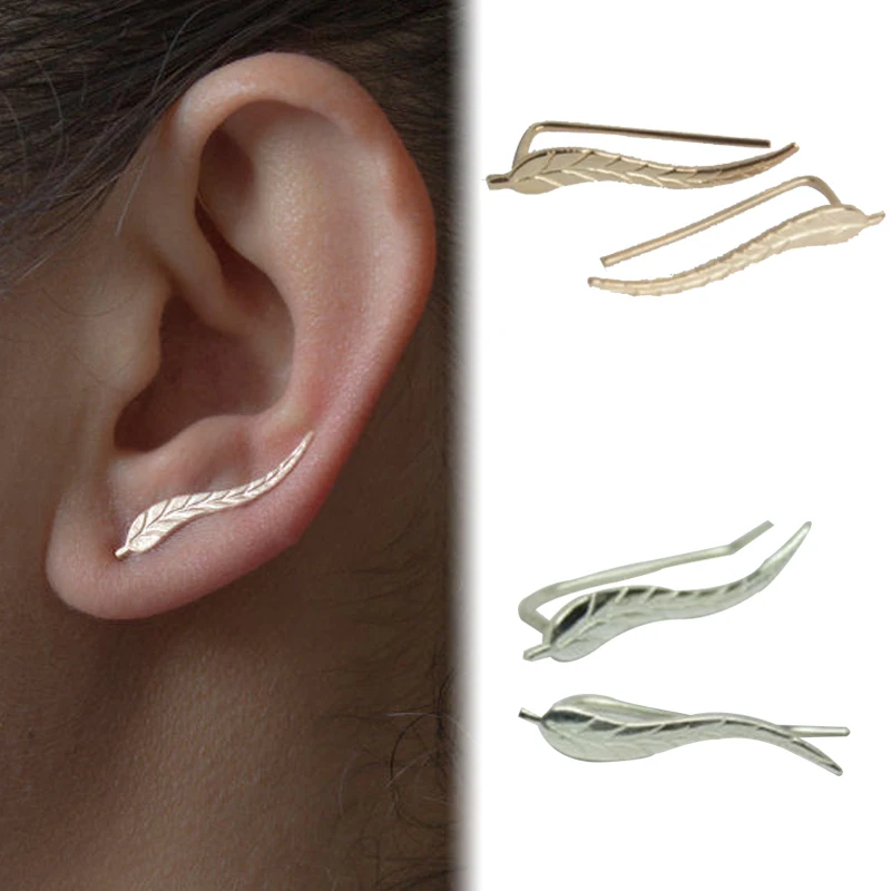 Sard Vintage Leaf Design Leaves Ear Crawler Stud Earring Fashion Sard Vintage Leaf Design Leaves Ear Crawler Stud Earring Fashion Vines Sweep Pin For Women