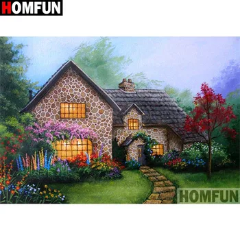 

HOMFUN Full Square/Round Drill 5D DIY Diamond Painting "House flower" 3D Embroidery Cross Stitch 5D Home Decor Gift A17374
