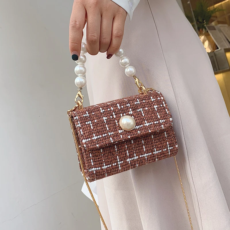 

2019 Chain Handbag and Clutch Chic Pearl Handle Women Evening All-match PU Leather Shoulder Bag Fashion Ladies Crossbody Bag