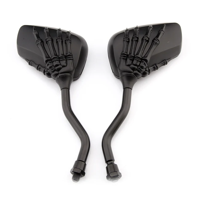 US $5.05 Black Motorcycle Skeleton Skull Hand Claw Shadow Rearview Side Mirror 8mm 10mm For Chopper Cruiser 