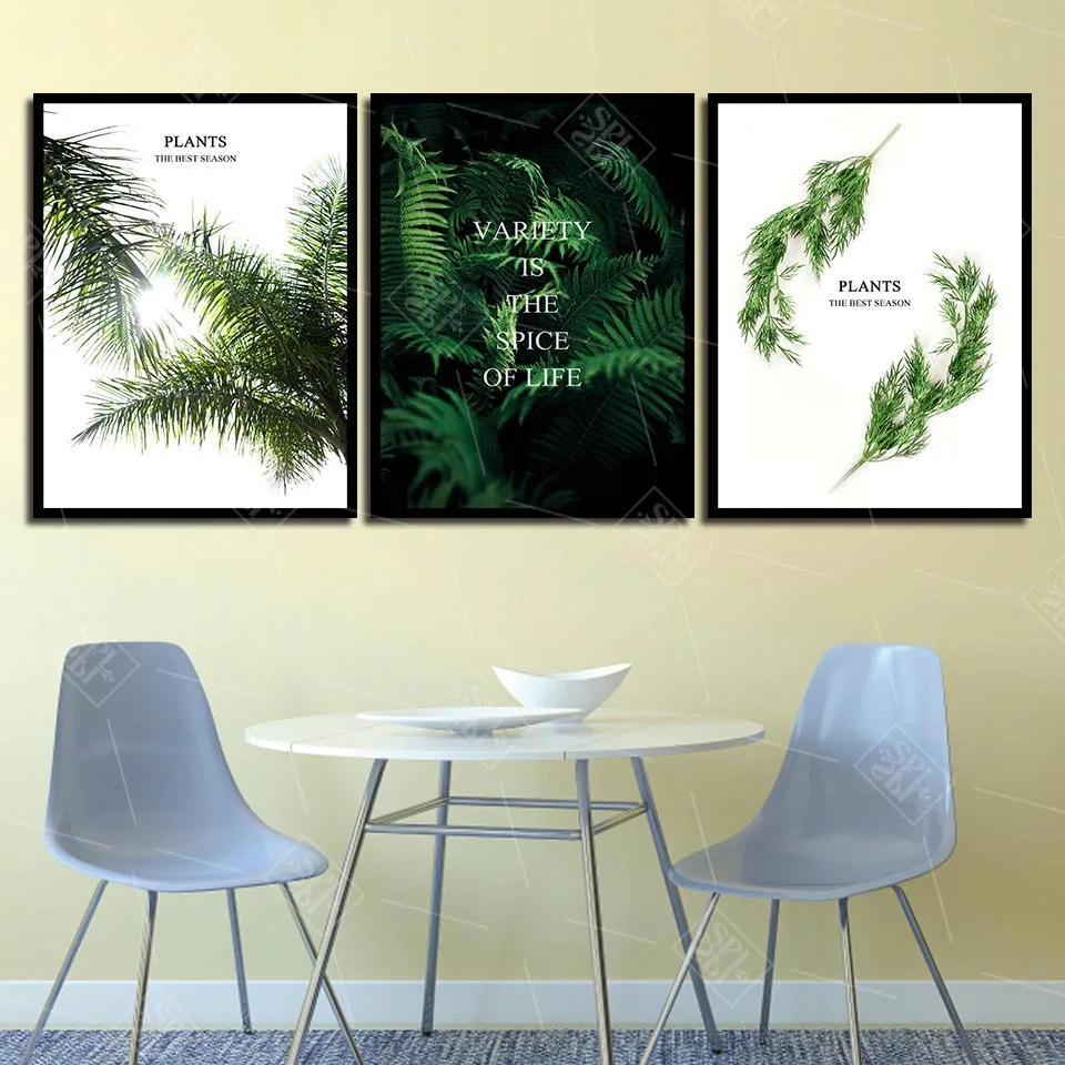Nordic Scandinavian Decoration Home Posters Green Plant Leaves Canvas Art Paintings Hd Print A4 Wall Picture for Living Room | Дом и сад