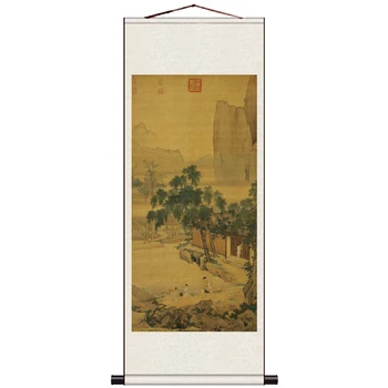 

Tang Bohu Tangyin Landscape Figure Painting Scroll Painting Ancient Calligraphy Decorative Painting Silk Painting