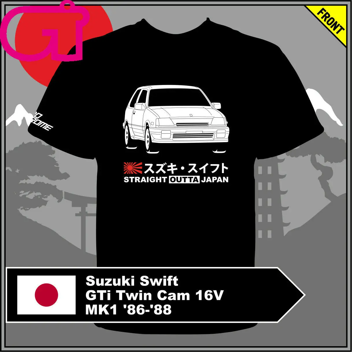 

GT-shirt Suzuki Swift GTi Twin Cam 16V MK1 '86-'88 Tshirt tee