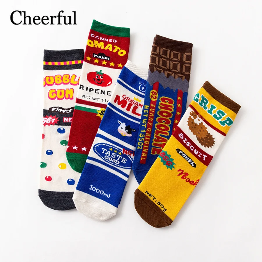

2019 New Popular Women Socks Ins Hong Kong Chocolate Milk Box Socks Hip Pop Harajuku Funny Socks Women Couple Long Cotton Socks