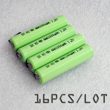 

16PCS/LOT 1.2V AAA battery 1000mah 3A 10440 ni-mh rechargeable cell with pins for Philips Braun electric shaver razor toothbrush