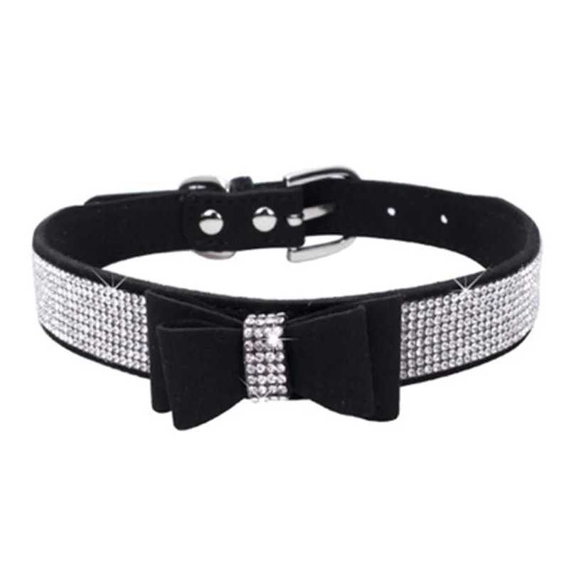 Small Dog Collars Breakaway Bow Necklace Rhinestone for Leash Pet Dogs