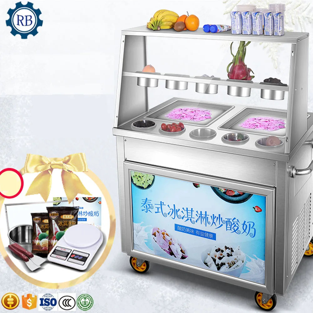 

RB Type Refrigerant thailand fried ice cream roll machine frying ice machine fried yogurt machine