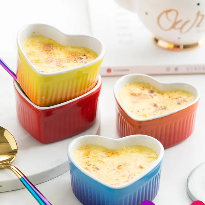 

Heart-shaped Ceramic Bowl Porcelain Tableware Baking Bowl Cake Mold Steamed Egg Bowl Microwave Home Small Bowl
