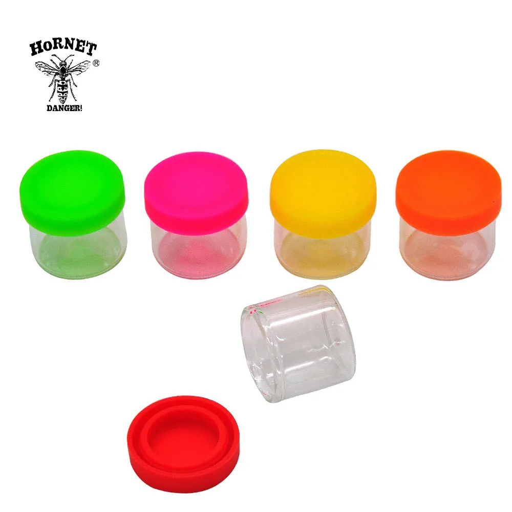 

HORNET Non Stick Glass FDA Silicone Jar Wax Oil Dab 8ML Concentrate Container Storage Jars Oil Cream Dab Silicone Oil Jar Box