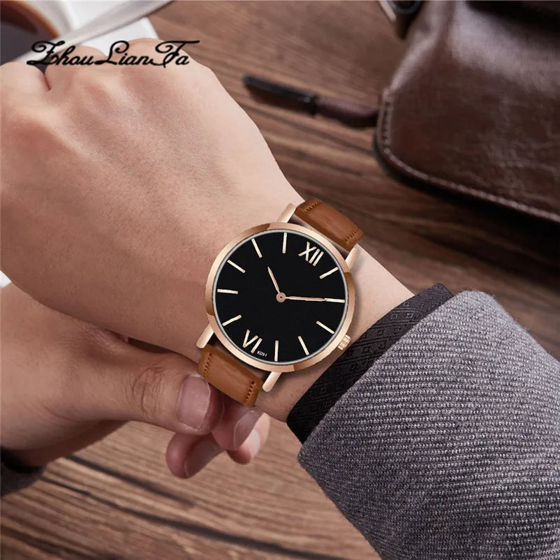 New Brand Mens Watches Top Brand Luxury Leather band Analog Quartz Wrist Watch Business Watch clock relogio masculino A14 (1)