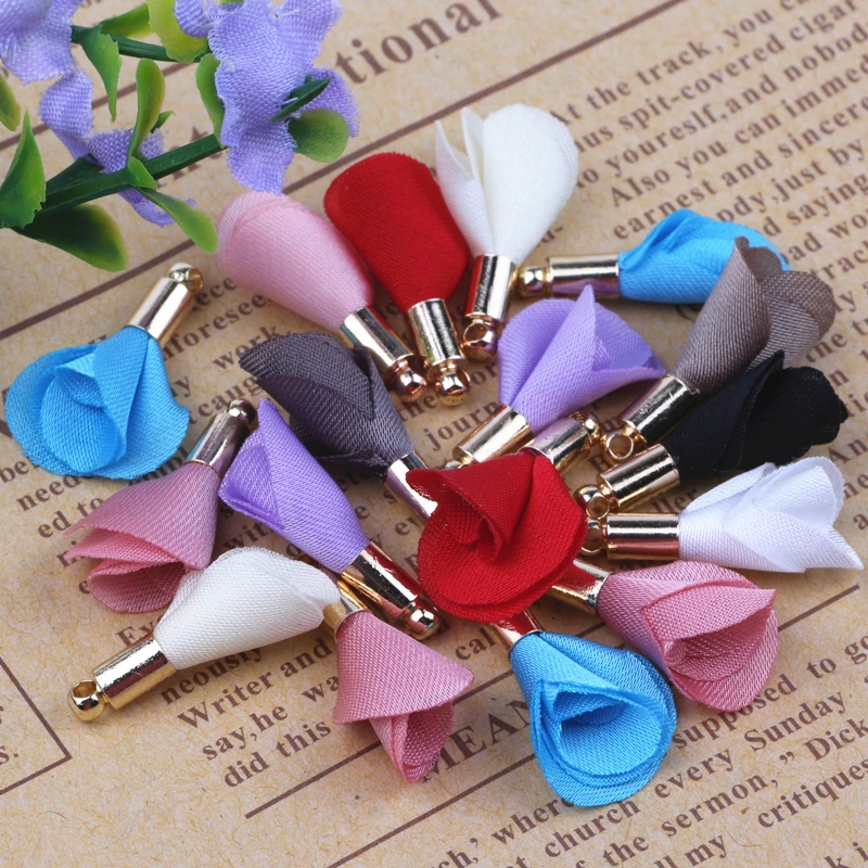 100pcs Mixed Color Flower Tassel 20mm Small Tassels For Jewelry Diy