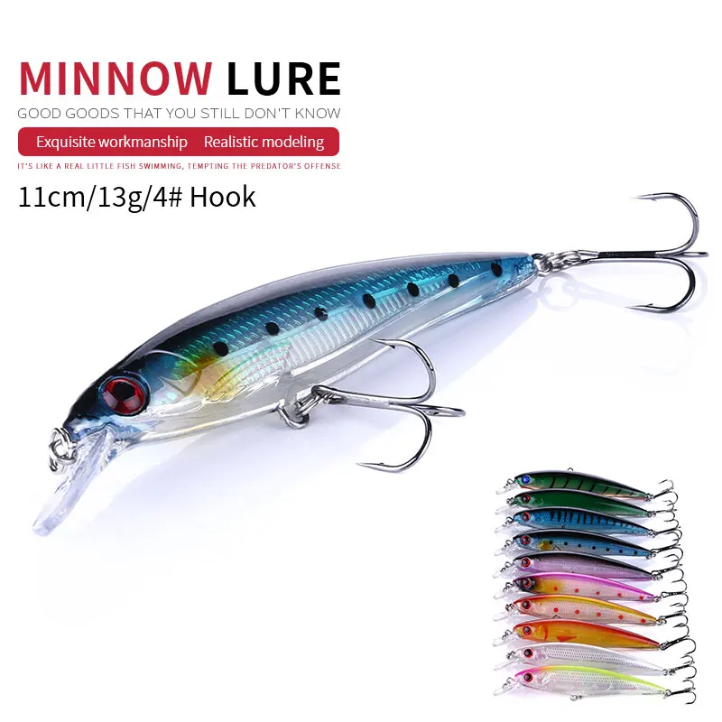 

HENGJIA 1pc 11cm 14g Floating Minnow Fishing Lure Laser isca Artificial Hard Bait 3D Eyes Fishing Wobblers pesca Crankbait pike