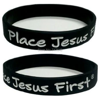 

200pcs Place jesus first wristband silicone bracelets rubber cuff wrist bands bangle free shipping by FEDEX express