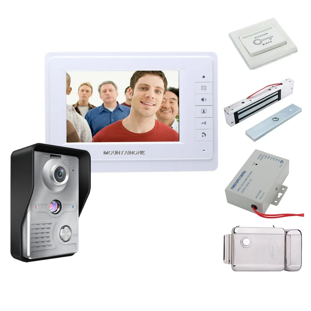 

Home Security 7" TFT Video Door Phone Intercom Doorbell System Kit IR Camera Doorphone 2 Monitor Speaker Door Bell Intercom+Lock