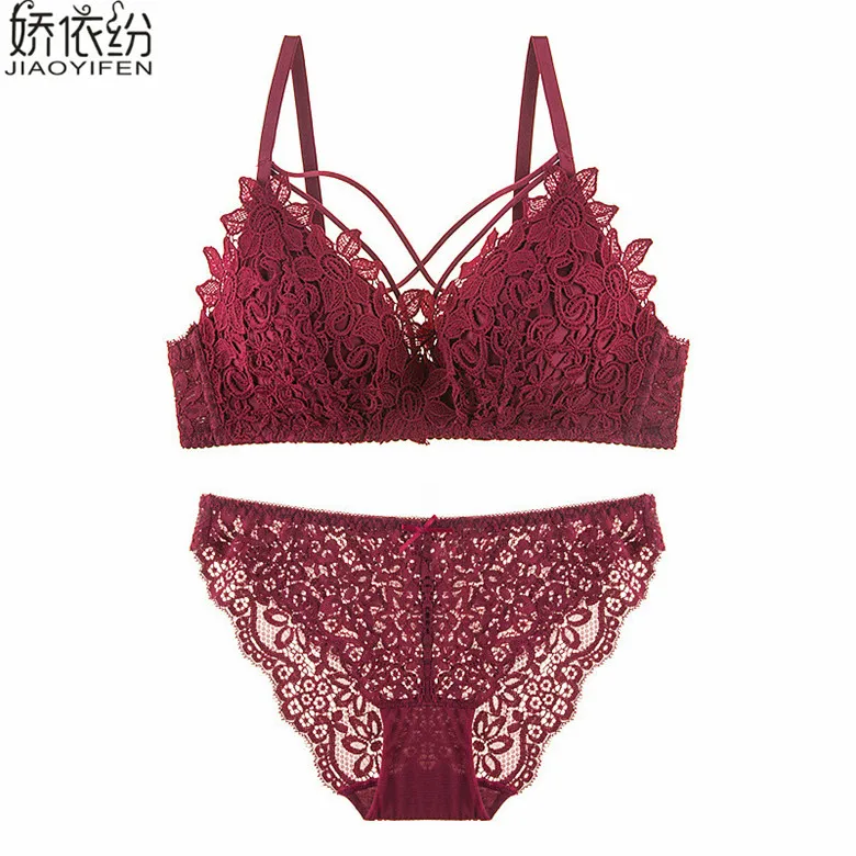 sexy bra panty JYF Brand New Thin Section Sexy Lace Bra Set Cozy Triangle Cup Women Underwear Set Hot Sale Hollow Embroidery Bra Brief Sets plus size underwear sets Bra & Brief Sets