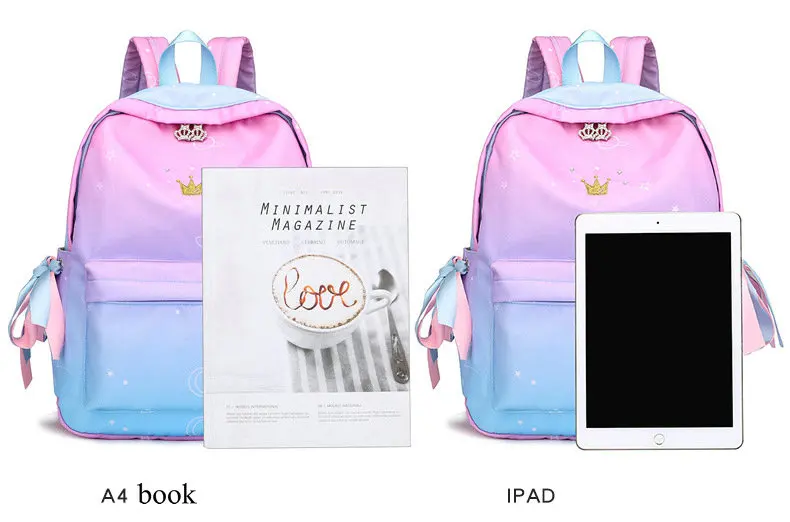 Рюкзак для ноутбука, школьные сумки для девочек-подростков, Летний милый водонепроницаемый нейлоновый рюкзак, прозрачный рюкзак для путешествий с единорогом