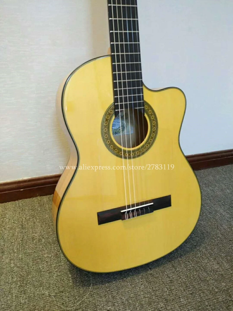 Free shipping 39 inch Handmade Spanish guitar With Solid Spruce /Rosewood Body,Acoustic guitarras+hard case classical guitar